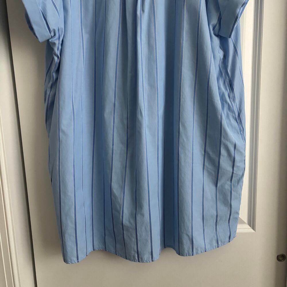 Entro Blue Striped Button Front Shirt Dress Plus Sz 1X Short Sleeve Mini Cotton - Picture 9 of 12